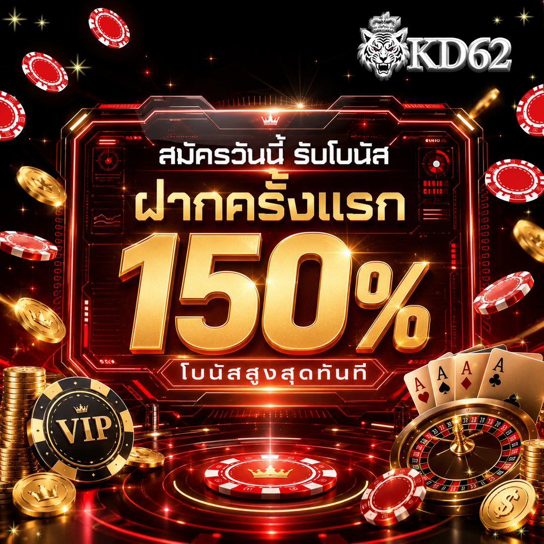 ฝากแรก kd62 รับโบนัสสูงสุด ทันที 150%